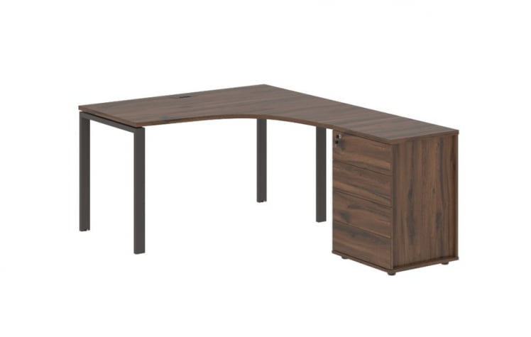 Стол эргономичный с тумбой правый ЕДИС ЕУCЕТ 1318 Р Дуб Денвер темный Мокко / EDIS EUCET R_0