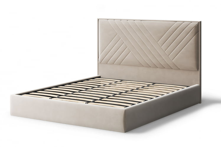 Кровать МИРА 2000*1400мм (без опор), велюр Бренди лайт 03 (бежевый), (б/основания, б/матраса)_1