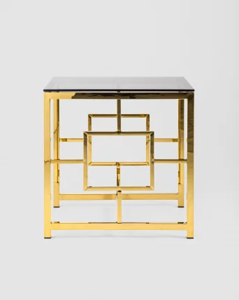 Журнальный столик БРУКЛИН 55кс55 Золото стекло смоке / 55x55 smoke_2