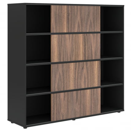 Стеллаж со слайд-дверьми ВЕЛИОН ВЕНЕЕР ВРМCС 1615 Американский орех Яшма черная / VELION VENEER VRMCS_1