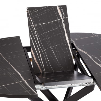 Стол МАНЗАНА ЛДСП/ХПЛ/металл, 100 х 100+30 х 75 см, Мрамор черный/черный / MANZANA ЛДСП/HPL/металл,_7