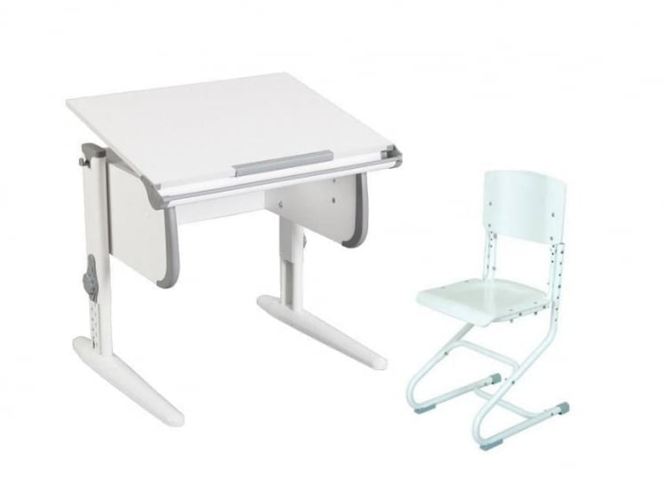Стол универсальный трансформируемый Парта 1/75 + Стул Белый Серый / Parta Stul_0