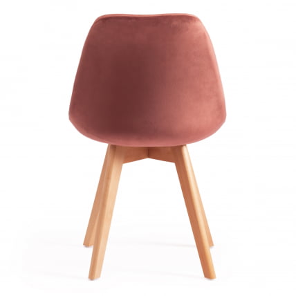 Стул ТУЛИП СОФТ (мод. 74) / 1 шт. в упаковке вельвет/дерево , 54 х 47 х 83 см , коралловый (ХЛР 44)/натуральный / TULIP SOFT (mod. (HLR_3