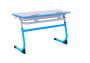 Парта двухместная регулируемая по высоте SMARTY с углом наклона столешницы и антивандальной полиуретановой кромкой (рост 3-5) Голубой/Серый_3680852