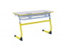 Парта двухместная регулируемая по высоте SMARTY с углом наклона столешницы и антивандальной полиуретановой кромкой (рост 3-5) Желтый/Серый_3680849