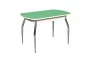 Стол раздвижной 1,45 Грация, СТЕКЛО, опоры изогнутые ХРОМ, Дуб беленый/Зеленое яблоко_78646